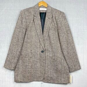Vtg Filenes Womens Silk Blazer XL Oversized Academia Tweed Chic Office Siren